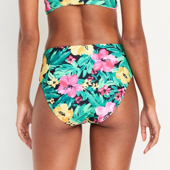 NWT OLD NAVY High-Waisted French-Cut Puckered Bikini Swim BottomsTropical Floral - Picture 3 of 9